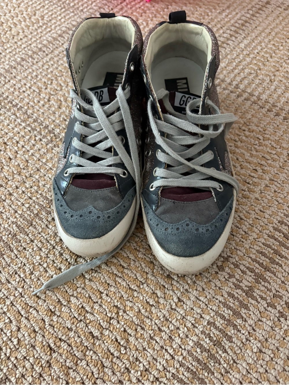 Golden goose Glitter High-Top Sneakers - Gray, Pink & Burgundy - Picture 2 of 4